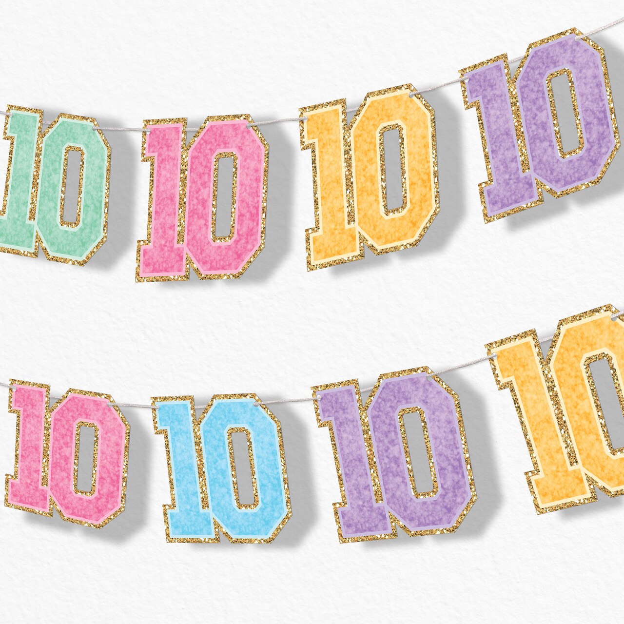 Big Dot of Happiness Preppy 10th Birthday Girl Garland Banner, Hello Double Digits Party Backdrop, 30 Feet of Cord, 15 Double-Sided Age 10 Pieces